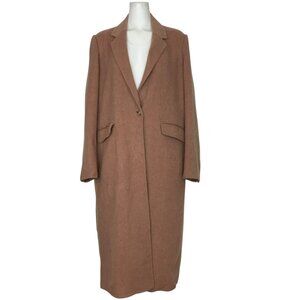 Vince Long Brushed Wool Coat XL Vintage Tan Pockets Old Money Quiet Luxury Fall